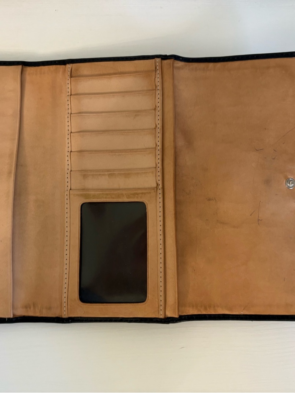 COACH Vintage Soho Buckle Trifold Wallet | Black Leather Contrast Stitch Y2K - Picture 4 of 7